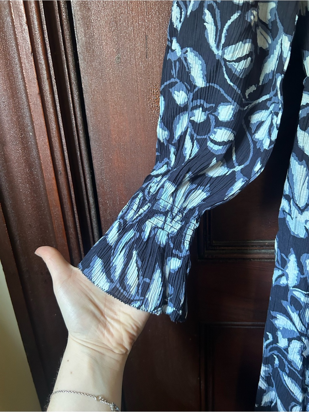 Rails Betty Dress in Navy Jasmine Size Small Floral Ruffle Long Sleeve Midi - Picture 6 of 11